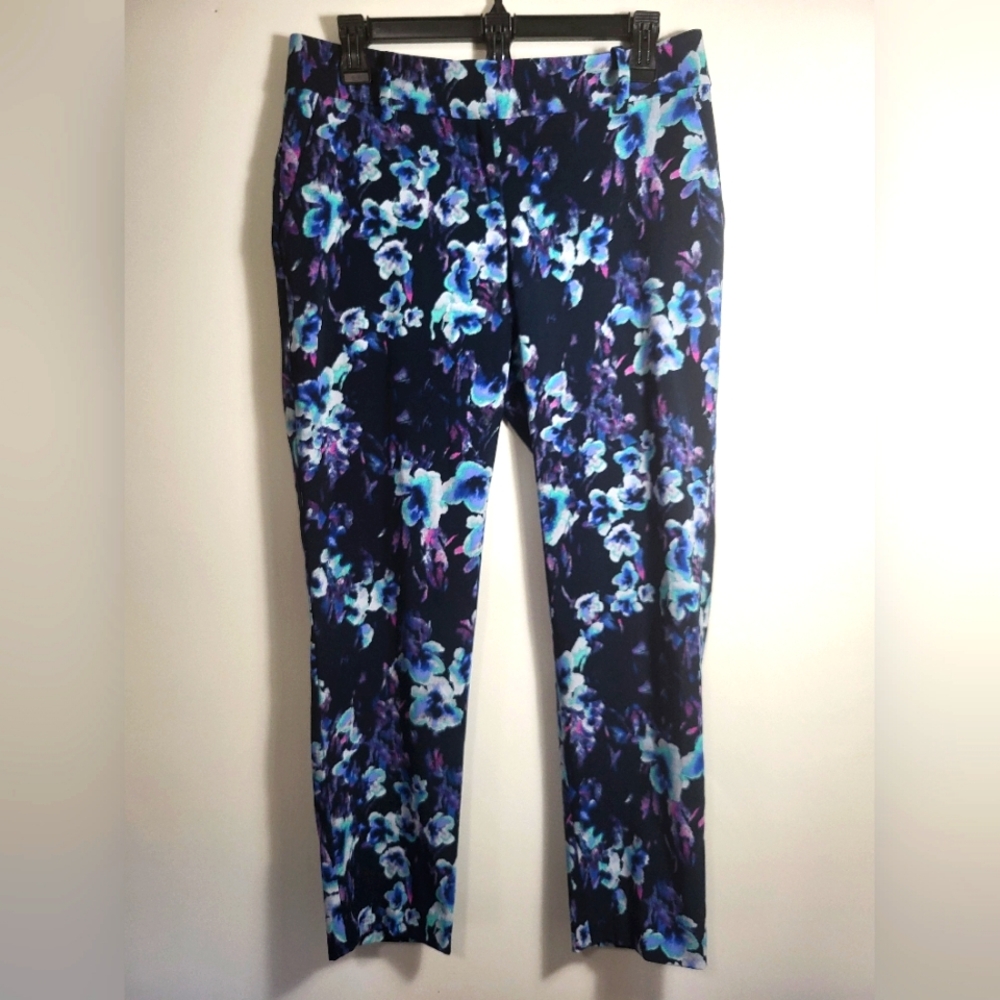Ann Taylor floral straight leg slacks women's 4P #2399